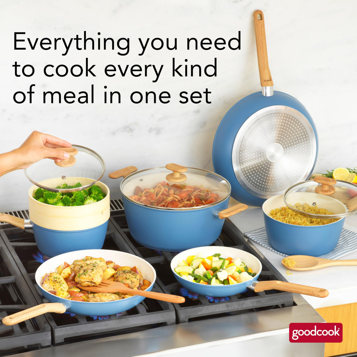 12-Piece Light Blue Ceramic Titanium-Infused Nonstick Cookware Set I883056