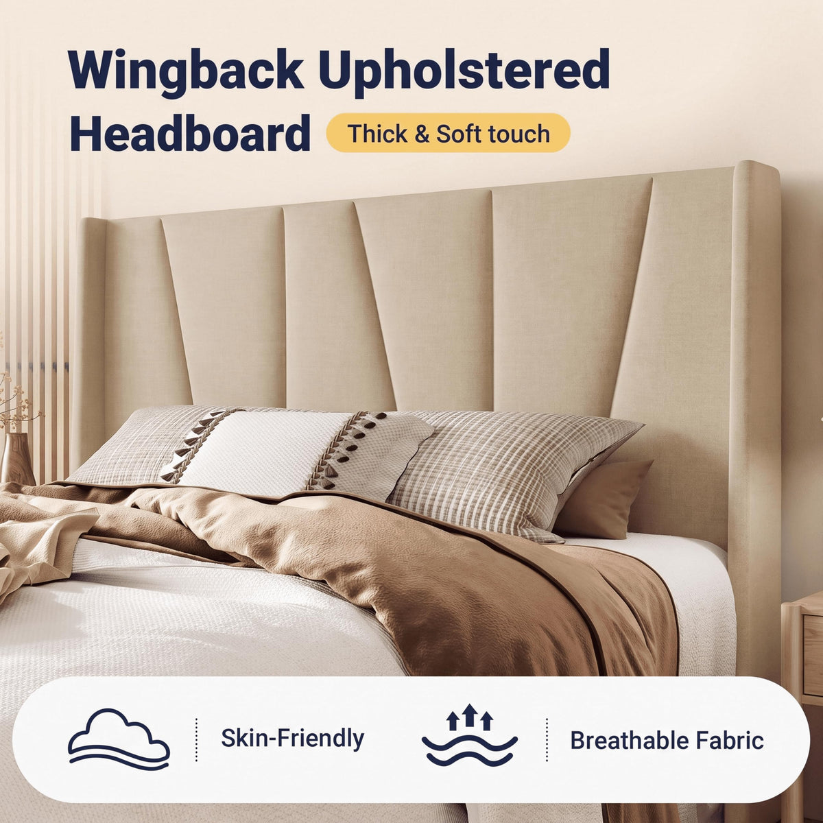 Queen Size Linen Bed Frame with Headboard M91192
