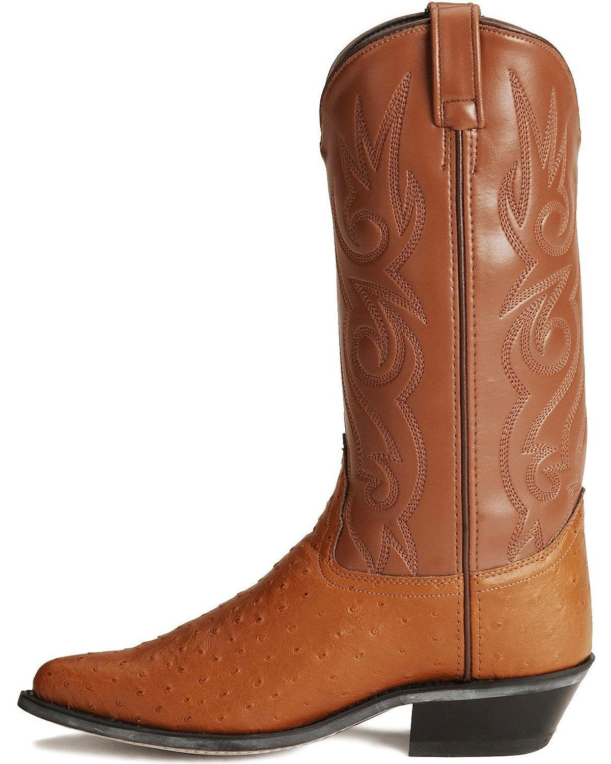 Cognac Ostrich Print Cowboy Boots F2808