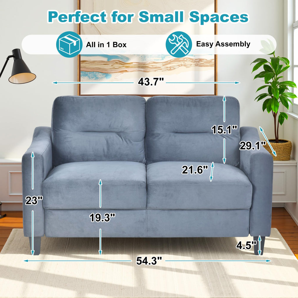 Light Gray Velvet Upholstered Loveseat Sofa Y767612