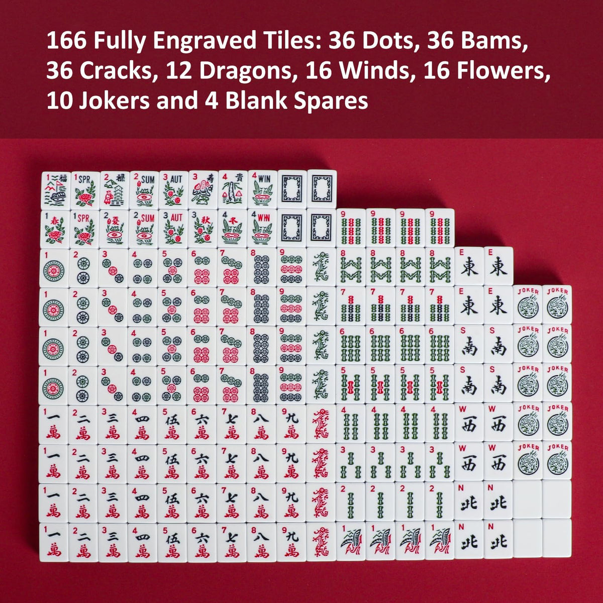 166 White Tiles Mahjong Set with Blue Carrying Bag K17037