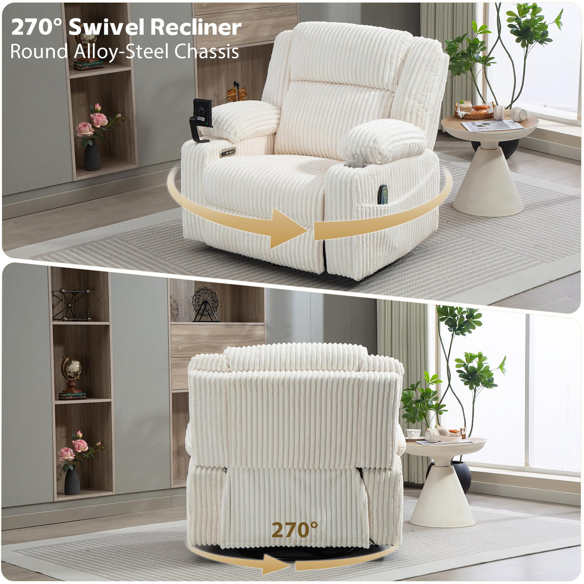 Power Swivel Rocker Recliner with Adjustable Headrest O4639