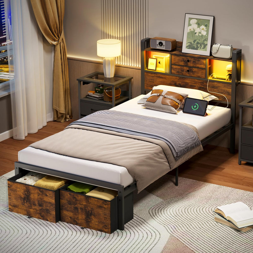 Twin Size Bed Frame with Storage Z71948