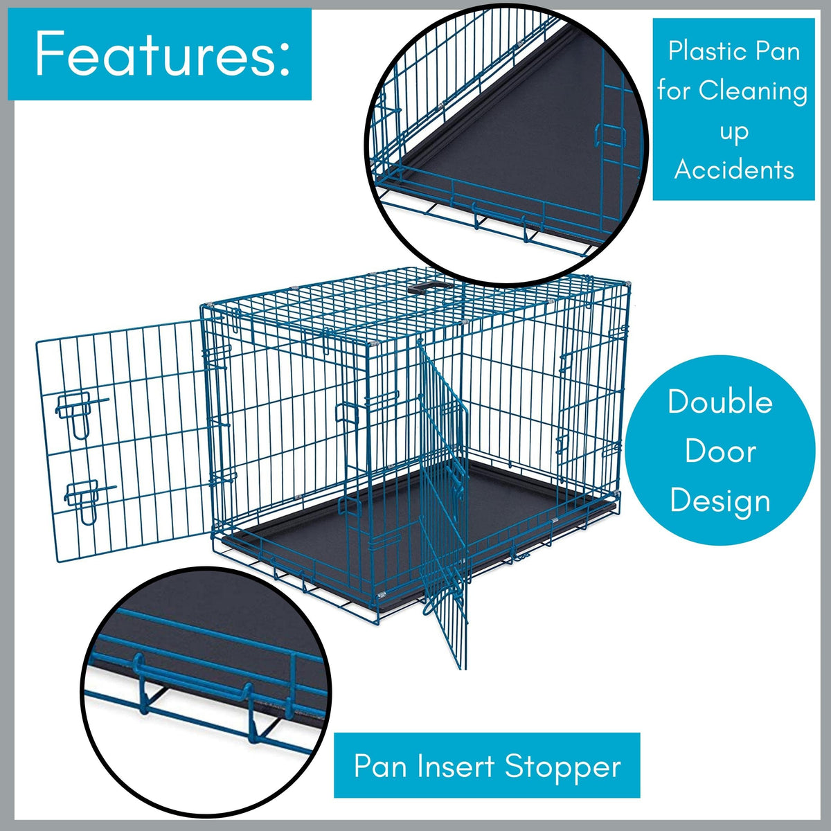 Medium 36 Inches Double Door Metal Steel Dog Kennel T635988