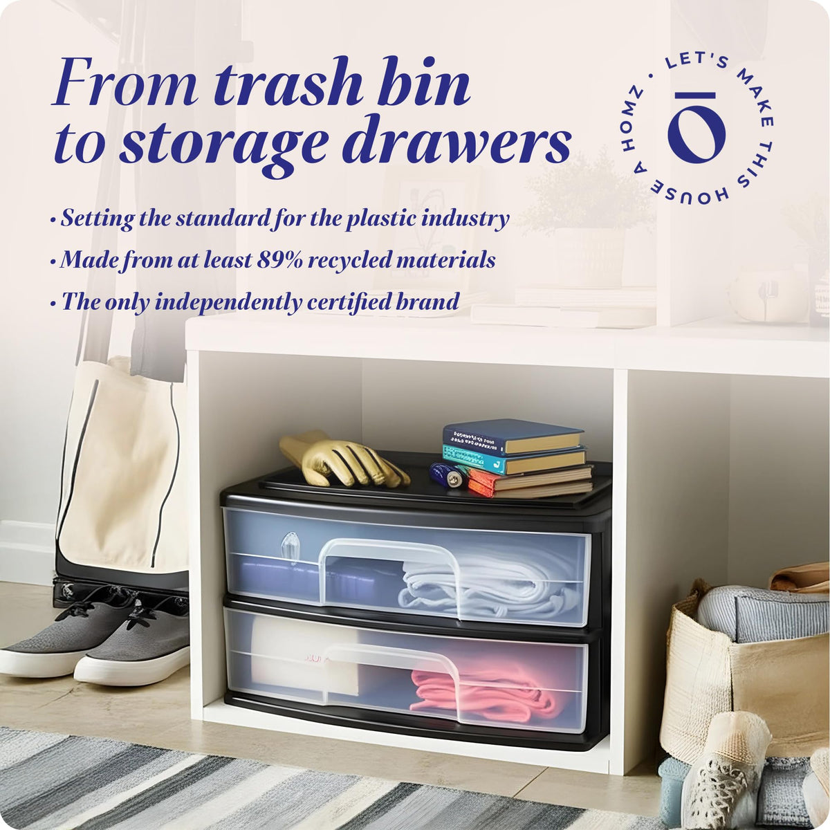 2-Tier Black Storage Drawer Tower, 2 Pack O956