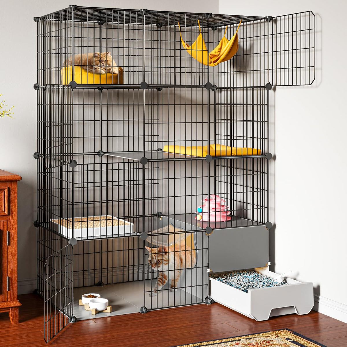 Large 4-Tier Cat Cage with Litter Box T8097