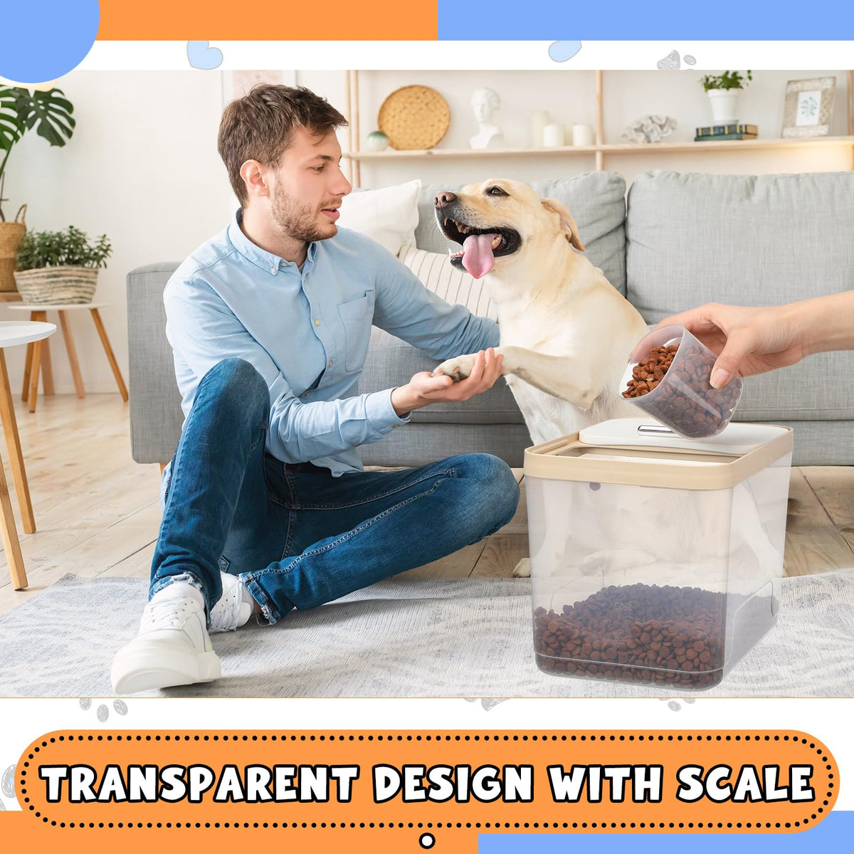 2 Pack 30 Lbs Airtight Dog Food Storage Container with Scoops G644423
