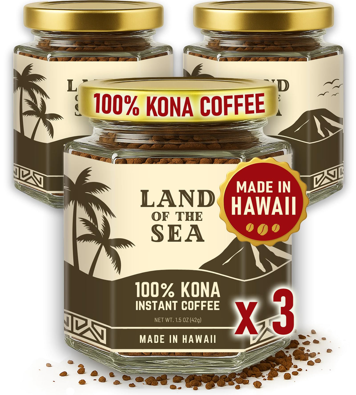 Hawaiian Instant Coffee 3 Packs Medium Roast Freeze Dried Arabica S69142