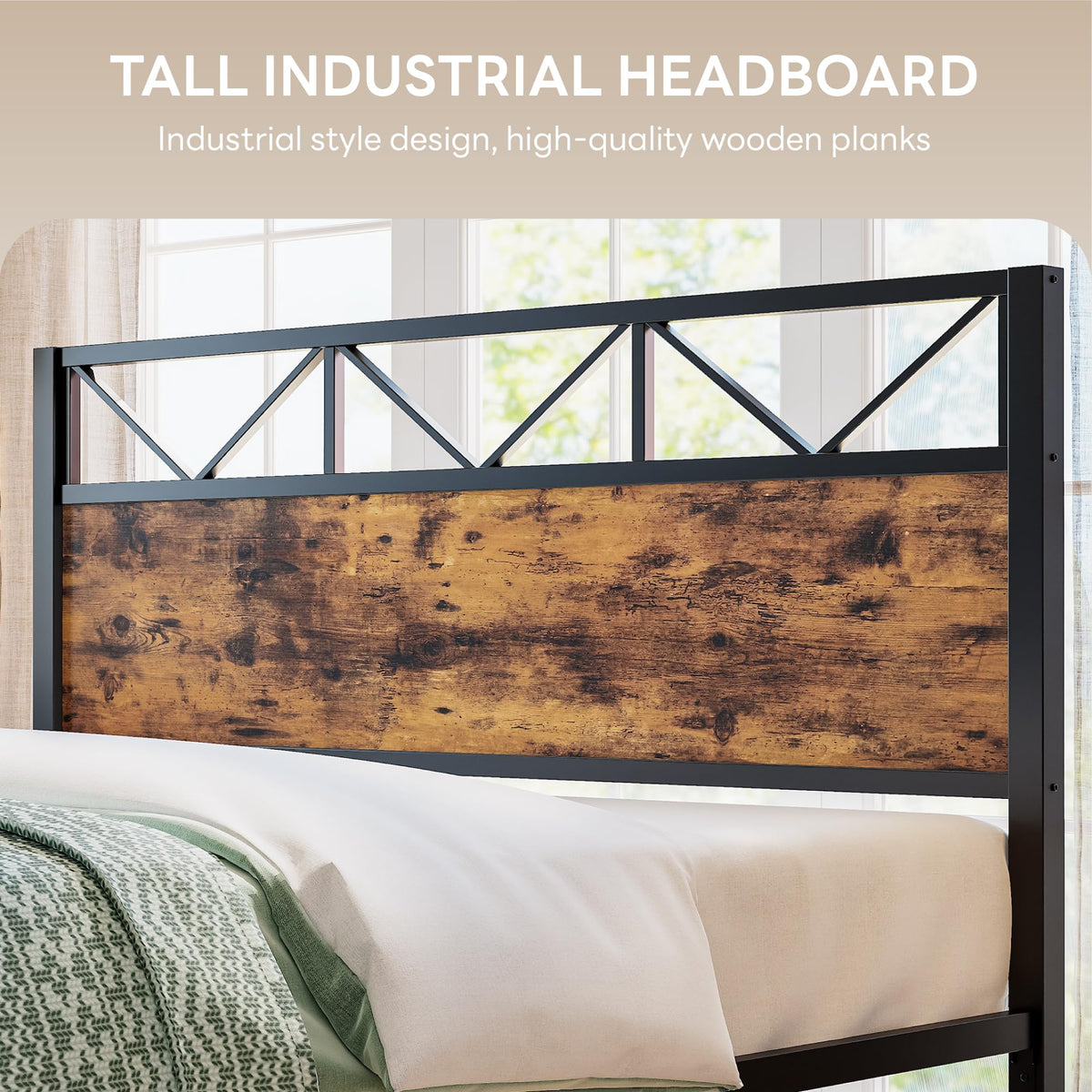 California King Platform Bed Frame with Tall Headboard V888721