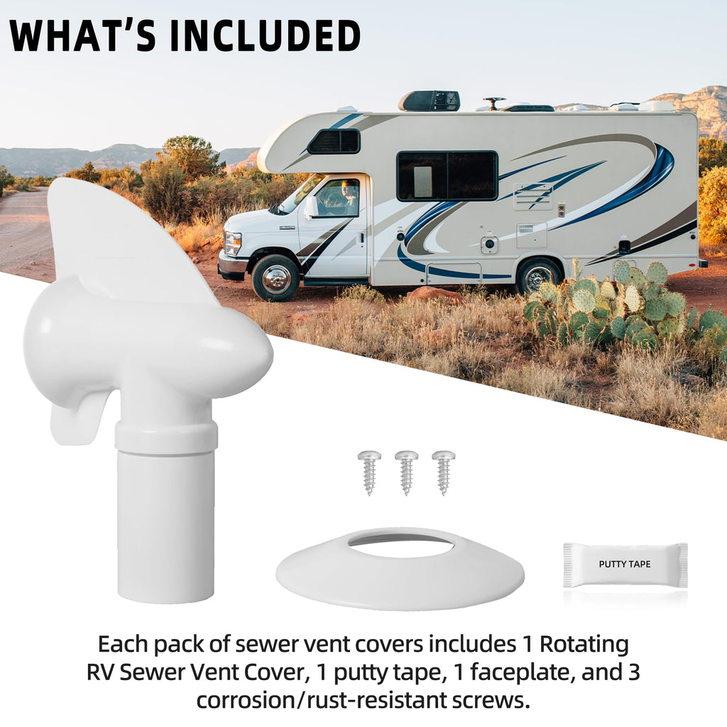 White RV Rotating Sewer Plumbing Vent Cover L18515