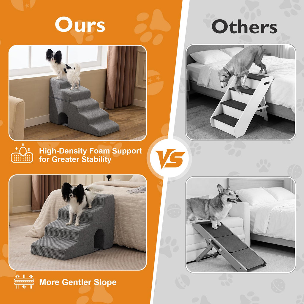 Grey 5-Step Dog Stairs U53519
