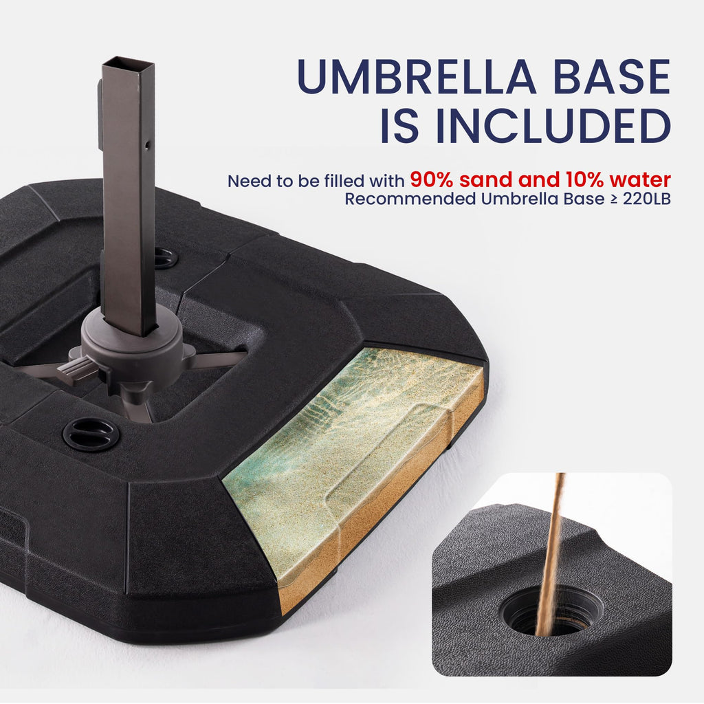 10x10 FT Cantilever Patio Umbrella with Base & LED P79430
