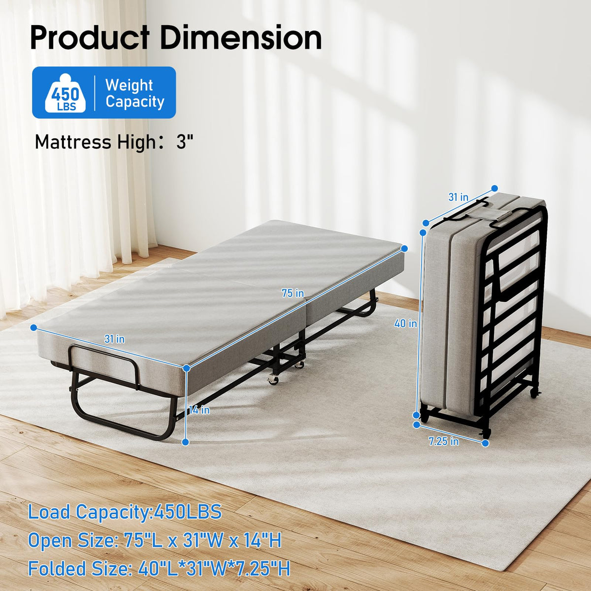 Folding Bed with Mattress S506