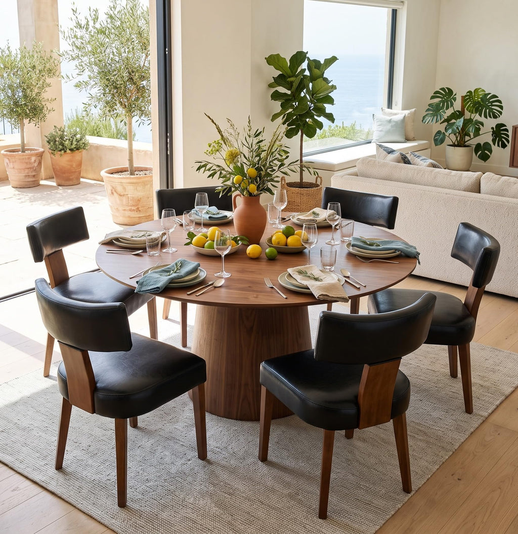 Black Set of 6 PU Leather Upholstered Dining Chairs G209262