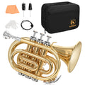 B Flat Brass Pocket Trumpet with 7C Mouthpiece and Hard Case N927