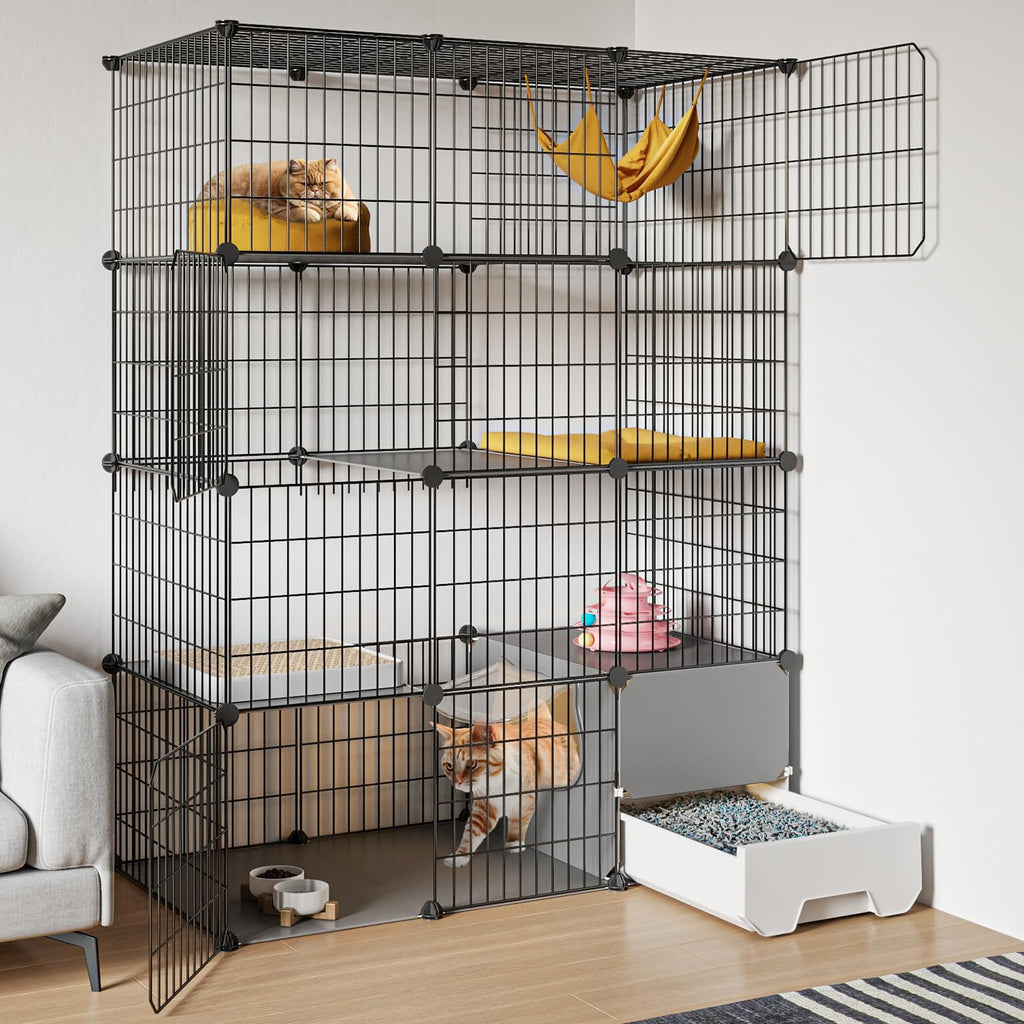 Large 4-Tier Cat Cage with Litter Box T8097