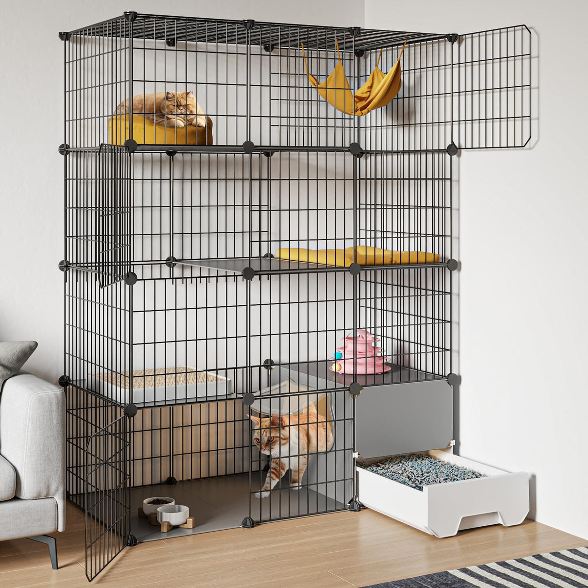 Large 4-Tier Cat Cage with Litter Box T8097