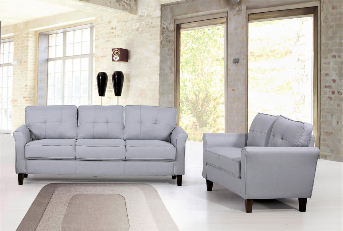 Light Gray Tufted Upholstered Loveseat Sofa H35877