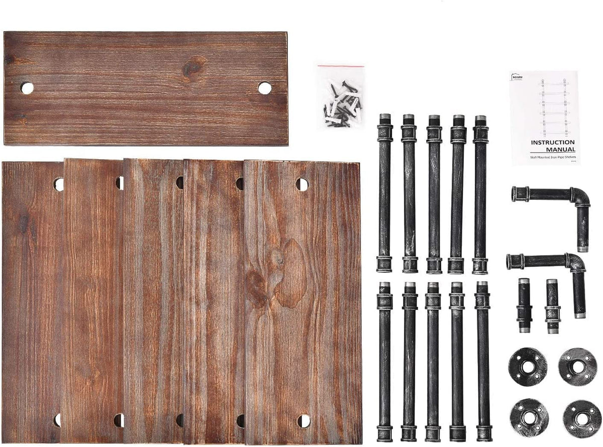 Industrial Pipe Rustic Wood Bookshelf S270151