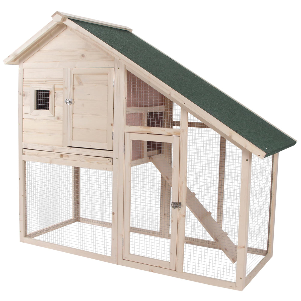 55 Inch 2-Tier Wooden Rabbit Hutch C577333
