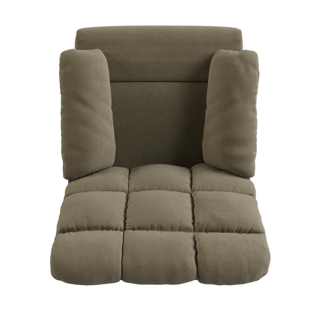 Velvet Swivel Rocker Recliner Chair with Adjustable Backrest and Footrest D171