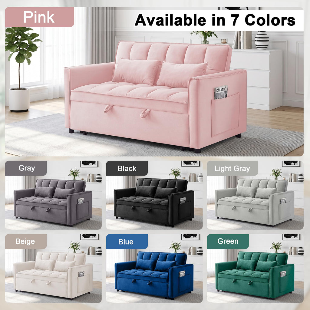 Pink Velvet 3-in-1 Sofa Bed H36875