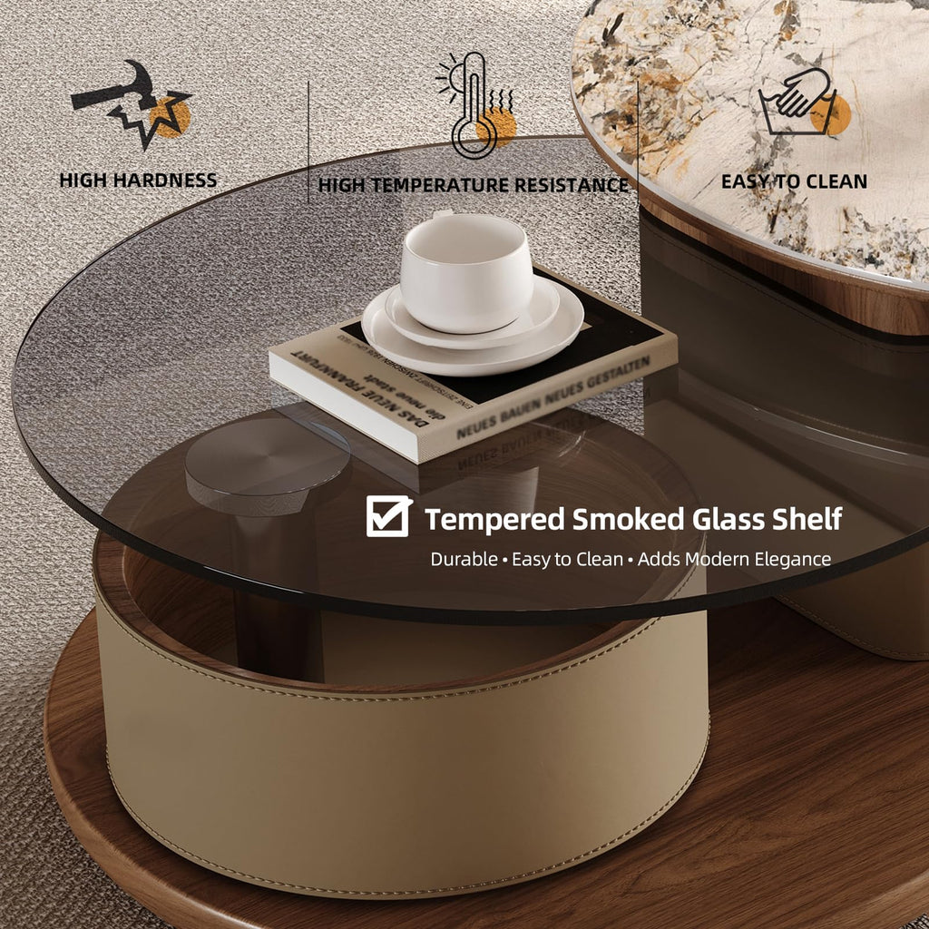 Round Expandable Coffee Table with Hidden Storage D792
