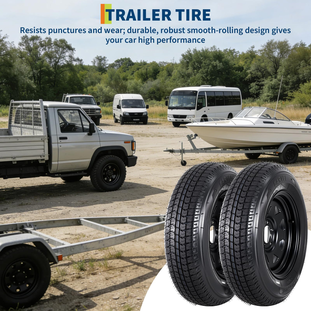 2-Pack ST205/75D15 Trailer Tires and 15" Rims O107102