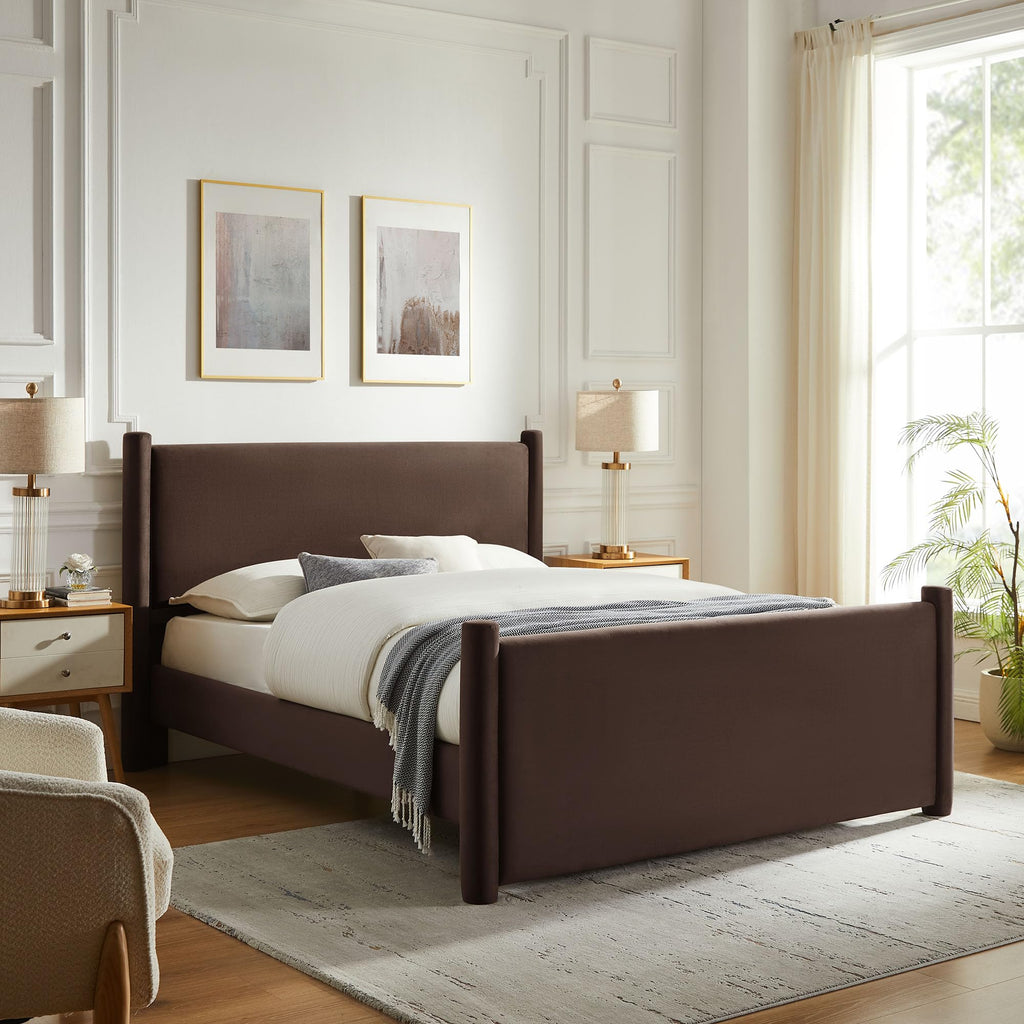 King Size Upholstered Platform Bed Frame with Headboard and Footboard L619