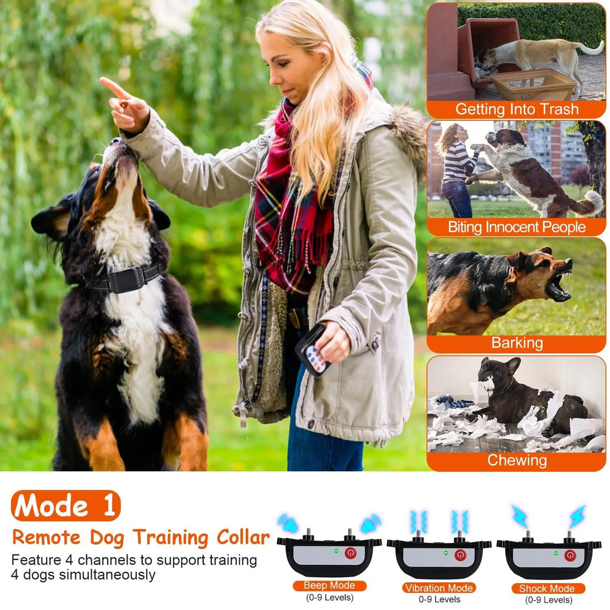 Wireless Electric Dog Fence & Remote Training Shock Collar, Waterproof, Up to 8 Acre A609