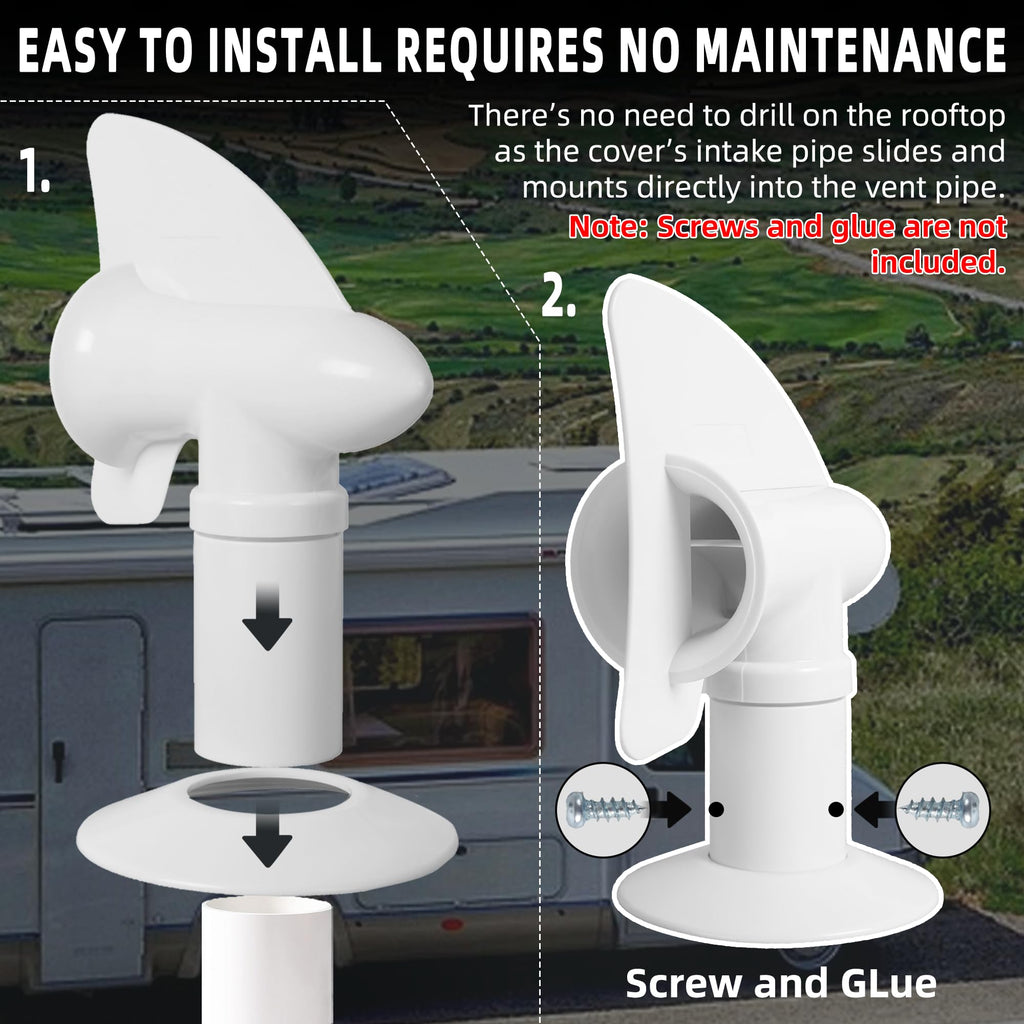 White RV Rotating Sewer Plumbing Vent Cover L18515