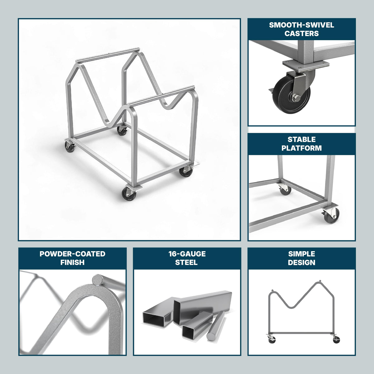 Heavy Duty Steel Stack Chair Dolly with Swivel Casters D2279