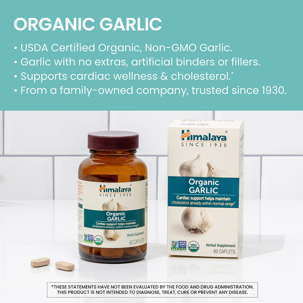 USDA Organic Garlic Supplements 1400 mg 60 Caplets T171214