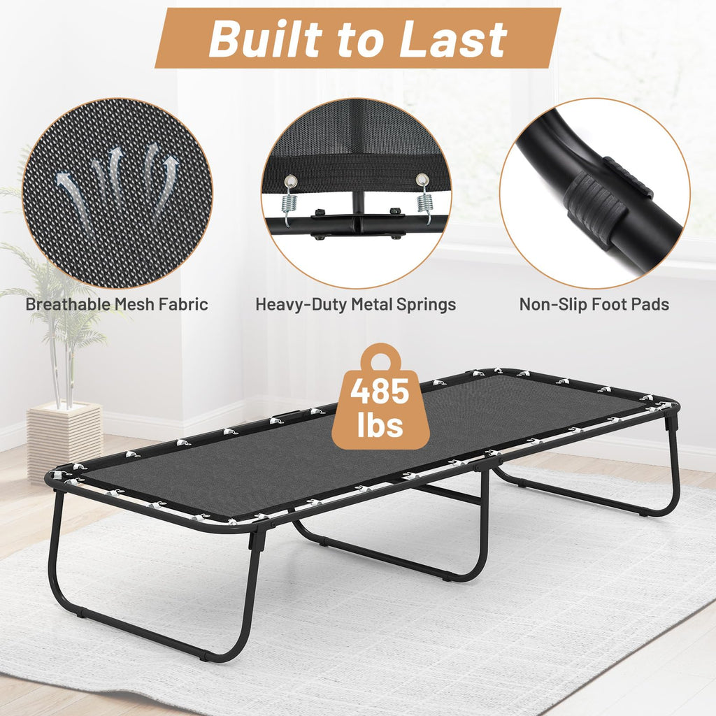 Folding Bed with Mattress Cot Size 75” x 31” Memory Foam Metal Frame V401