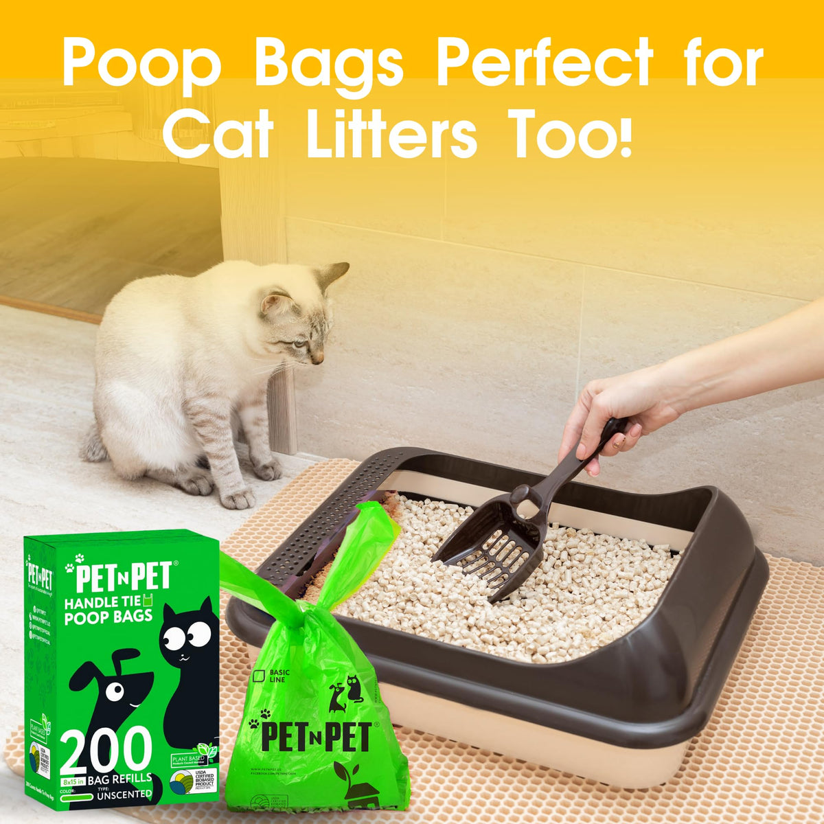 200 Count Unscented Tie Handles Poop Bags Y689