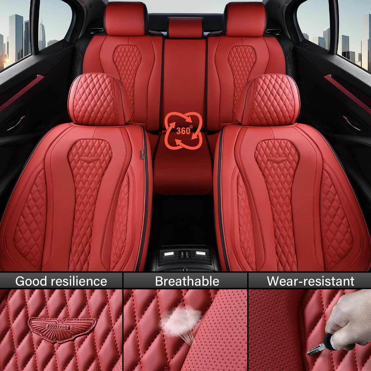 Waterproof Leather Car Seat Covers Full Set H476933