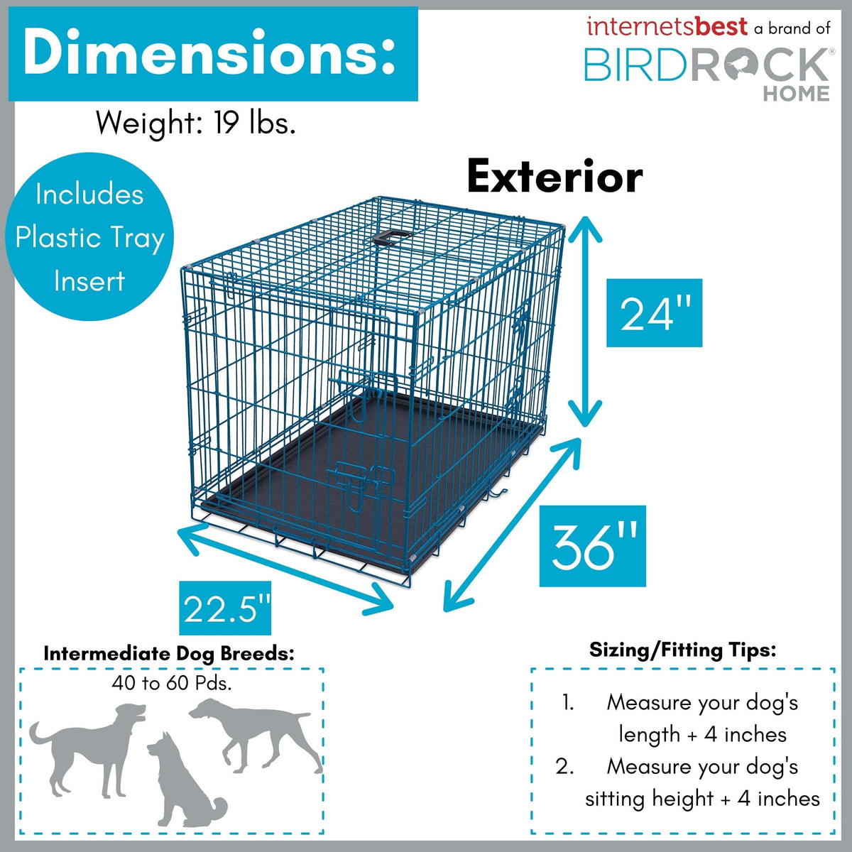 Medium 36 Inches Double Door Metal Steel Dog Kennel T635988