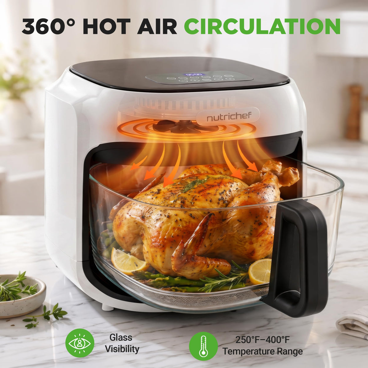 7.5 Quart Air Fryer with 6 Preset Cooking Modes O907