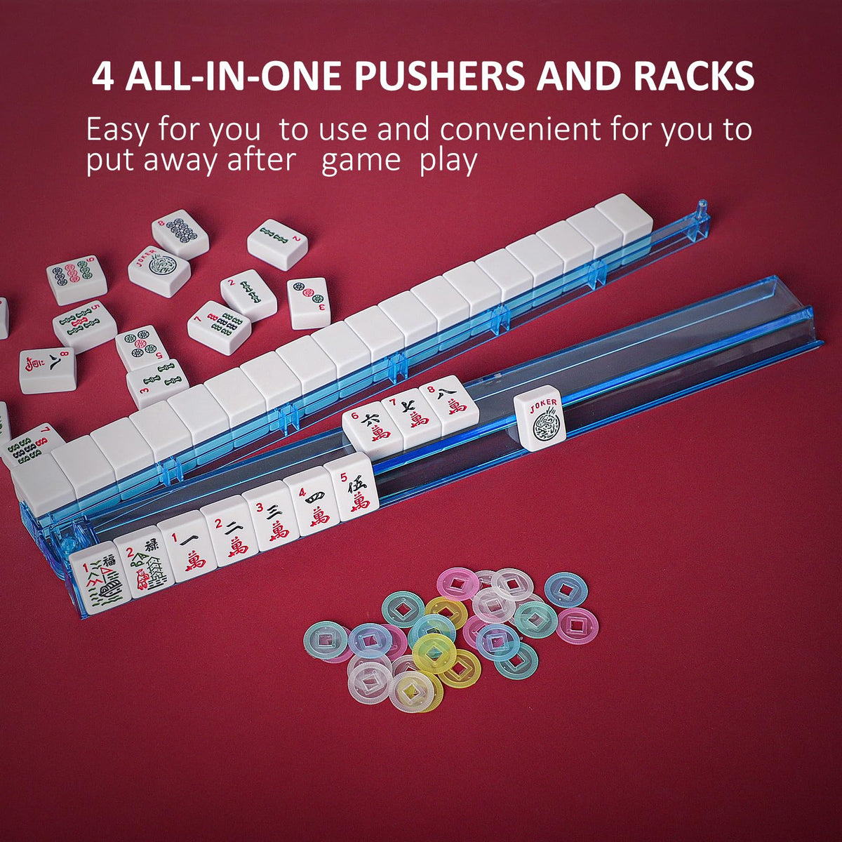 166 White Tiles Mahjong Set with Blue Carrying Bag K17037