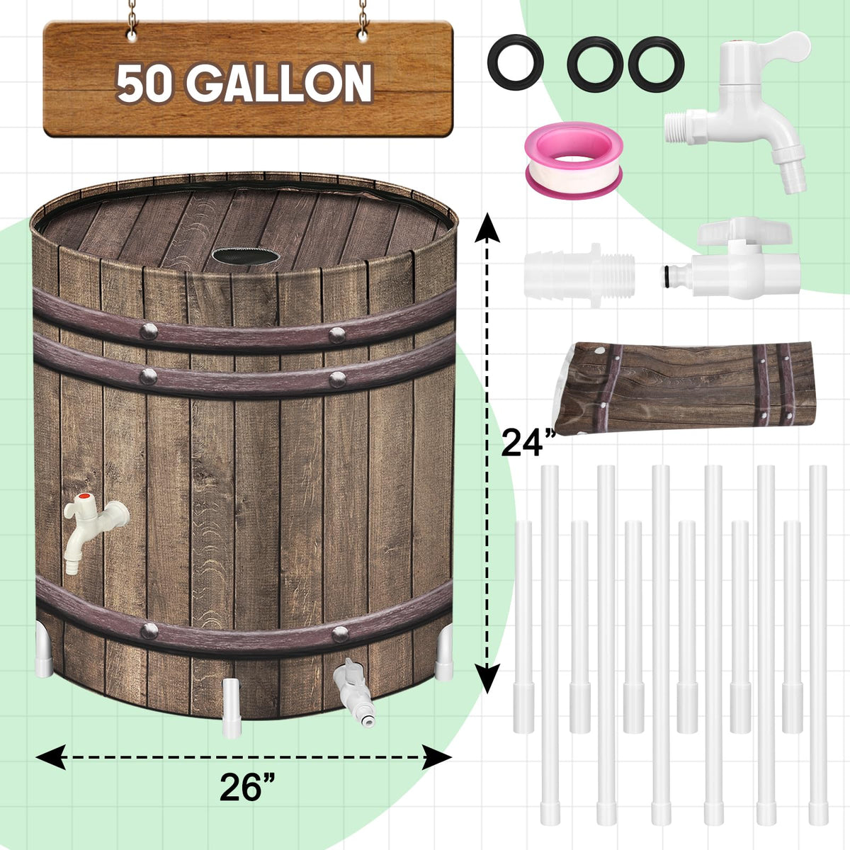 50 Gallon Collapsible Rain Barrel R295843