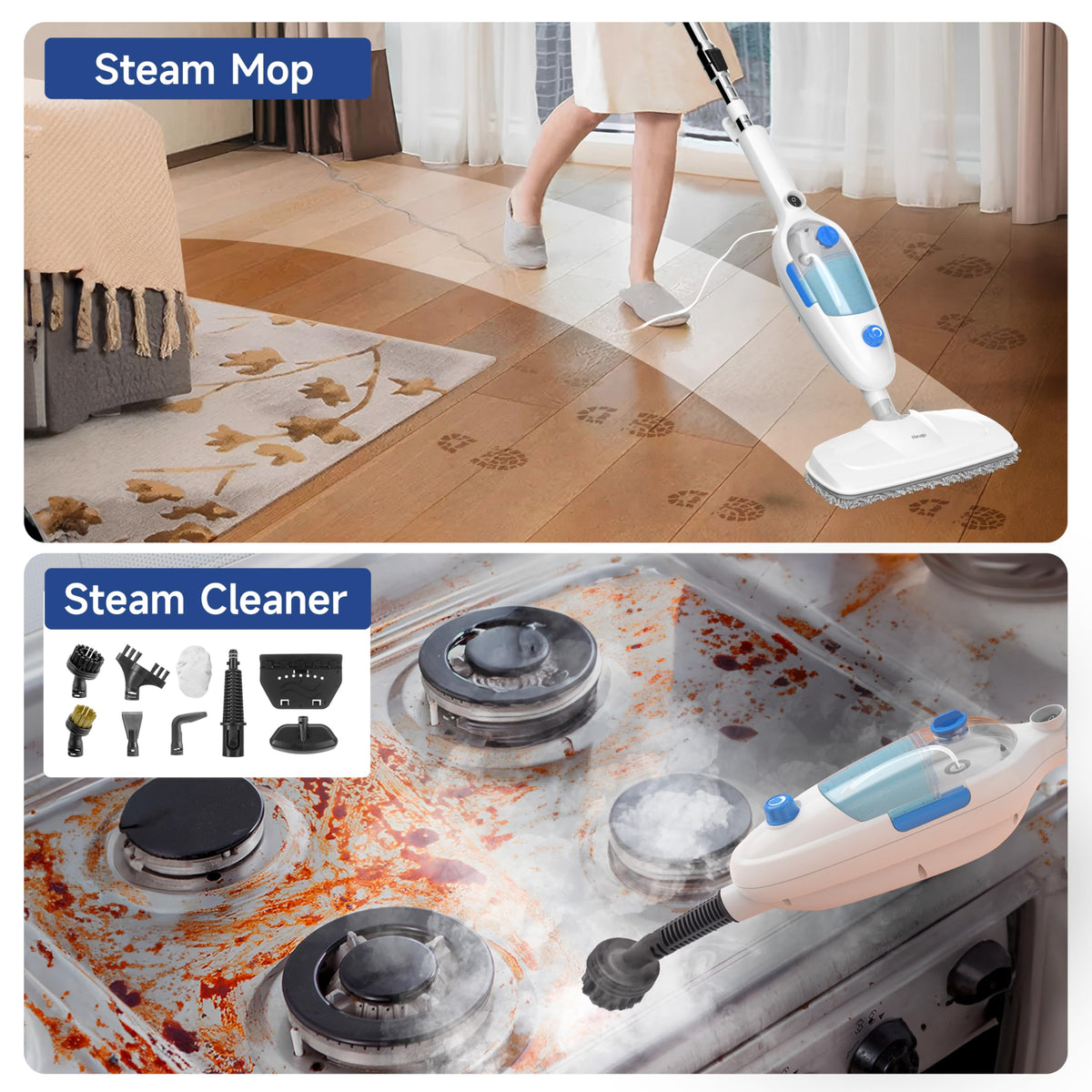 10in1 Handheld Steam Mop with 2 pad E1766