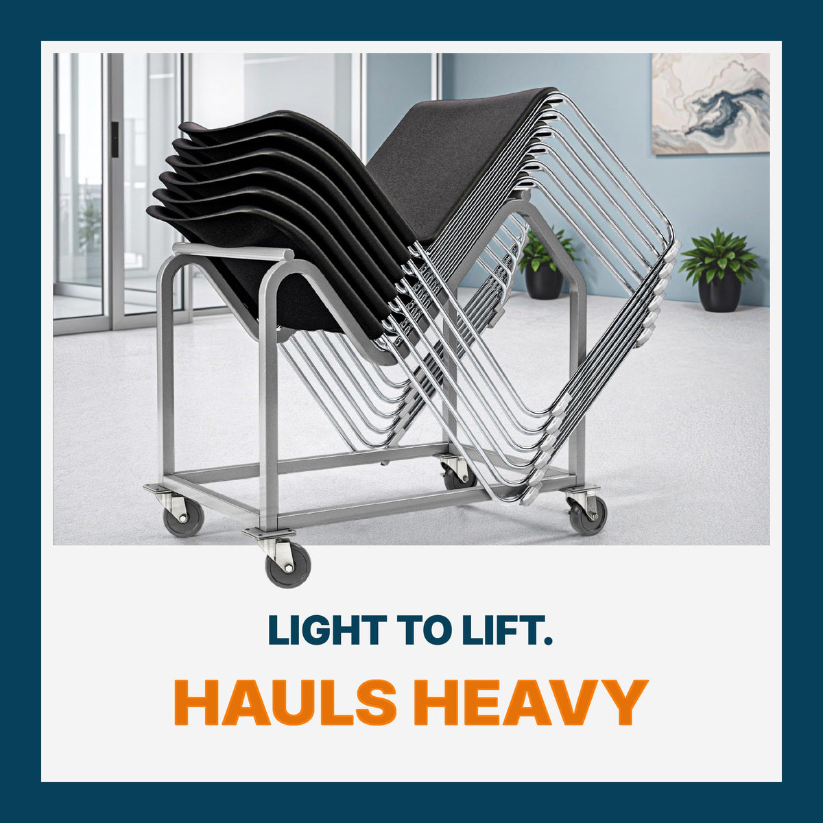 Heavy Duty Steel Stack Chair Dolly with Swivel Casters D2279
