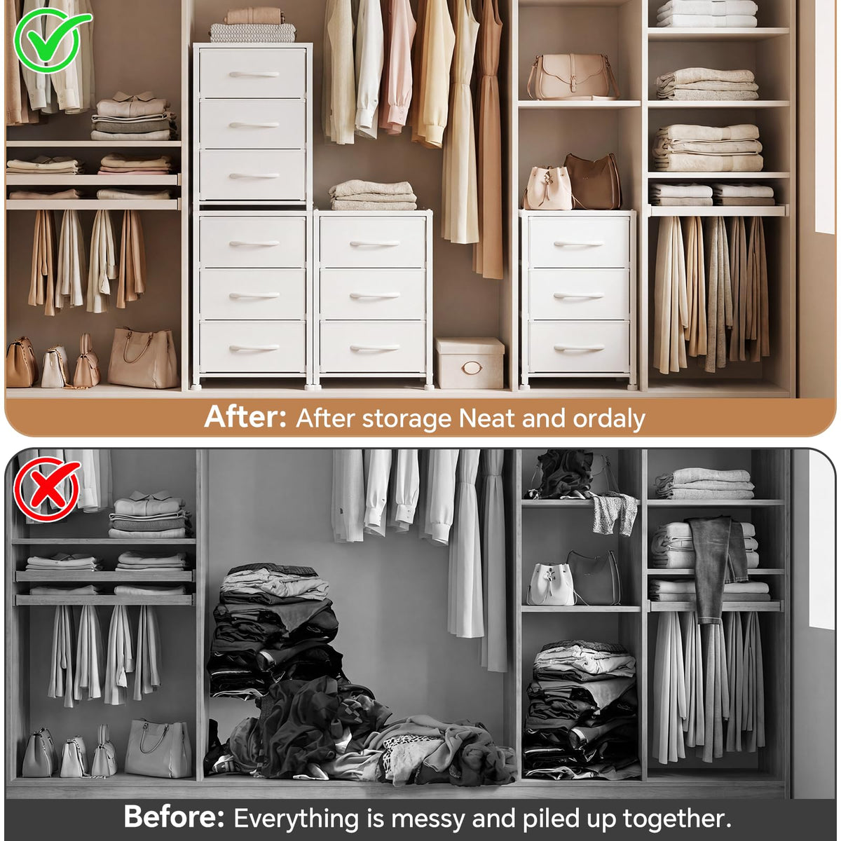2-Pack Stackable 3-Tier Fabric Storage Drawers X29367