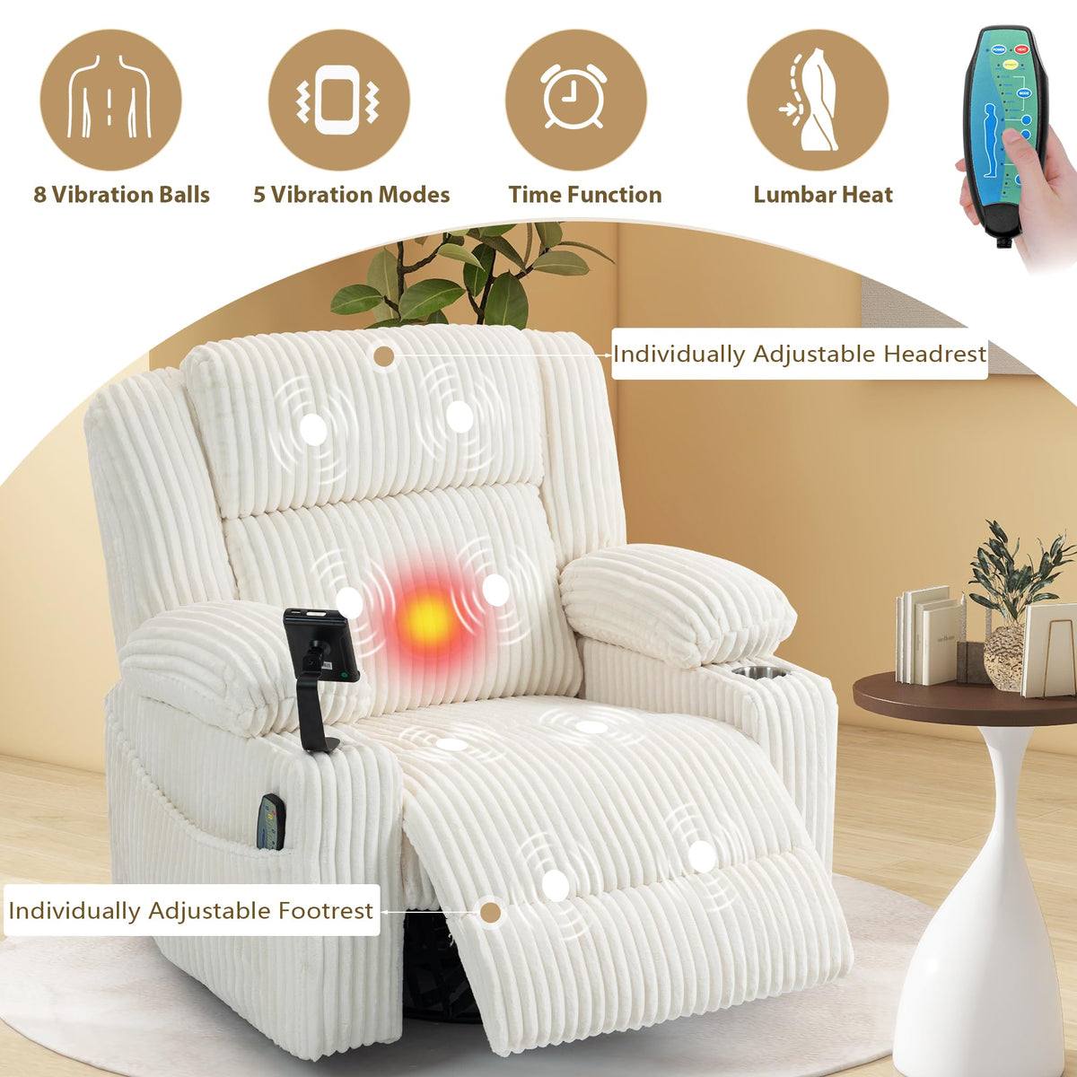Power Swivel Rocker Recliner with Adjustable Headrest O4639
