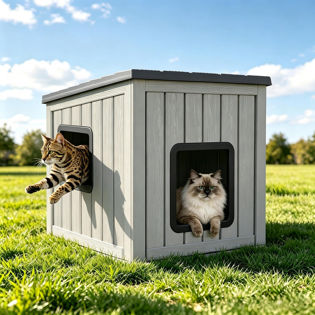 Weatherproof Insulated Resin Outdoor Cat House U51335