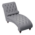 Dark Gray Wood & Fabric Chaise with 1 Bolster Pillow R354