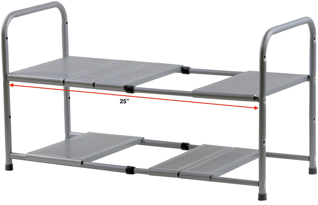 Under Sink 2 Tier Expandable Shelf Organizer Rack, Silver A286