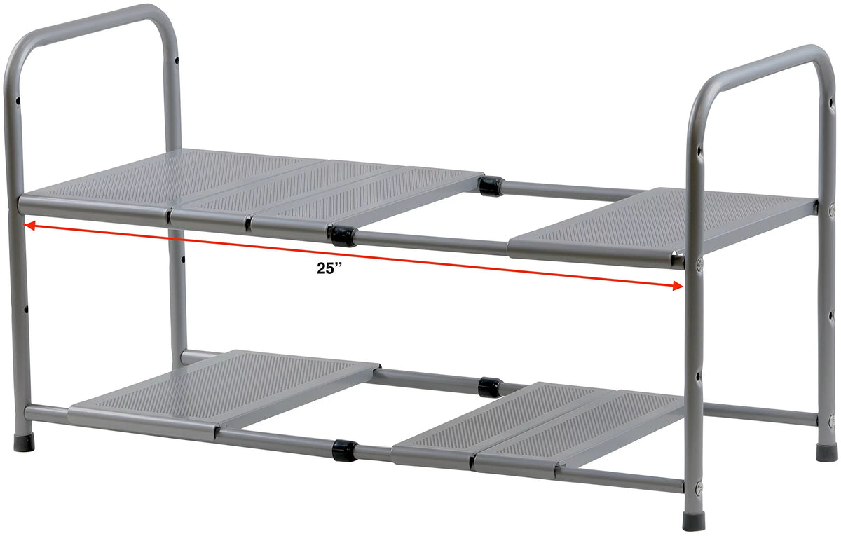 Under Sink 2 Tier Expandable Shelf Organizer Rack, Silver A286