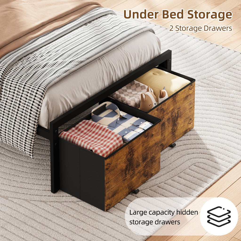 Twin Size Bed Frame with Storage Z71948