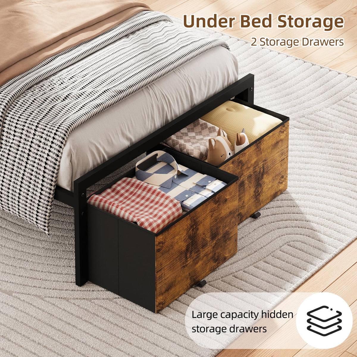 Twin Size Bed Frame with Storage Z71948